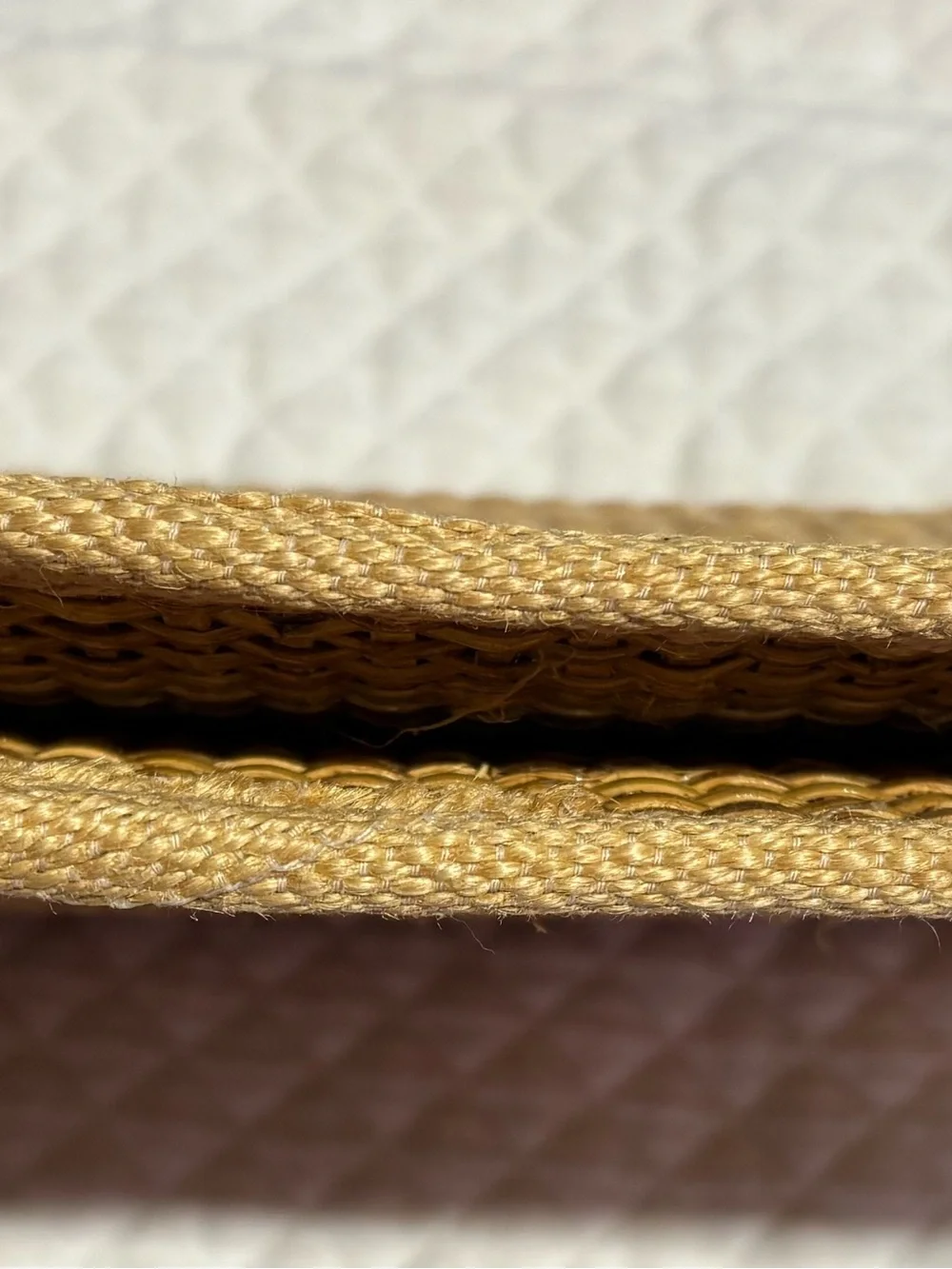 Castelli Vintage Glossy Woven Wicker Clutch in Warm Tan with Oval Metal Accent